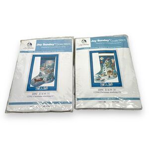 Joy Sunday Christmas Stocking Cross Stitch Kit Holiday Craft 12594 12592 Lot 2